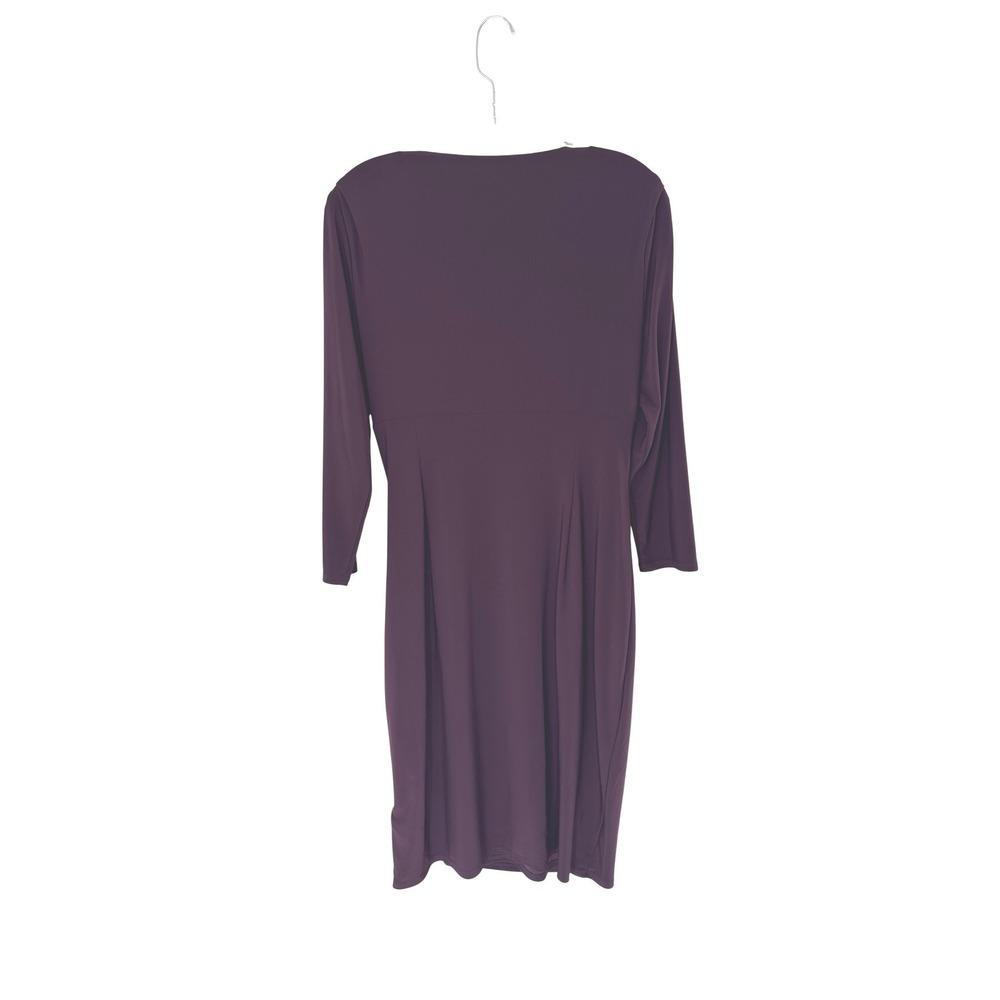 Lauren Ralph‎ Lauren Dress Women's Purple V-Neck Ruched Cocktail Hour Event 10 - Picture 9 of 14